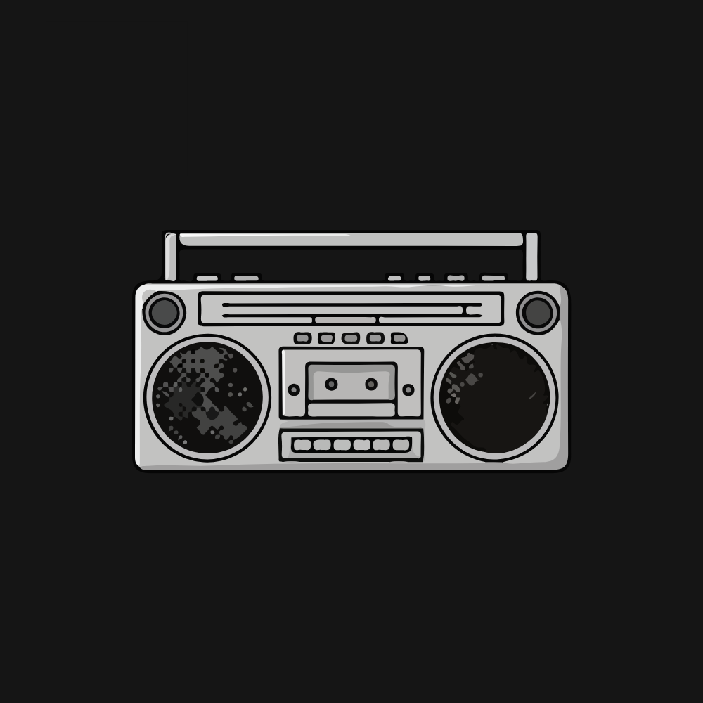 Illustrated silver Boombox